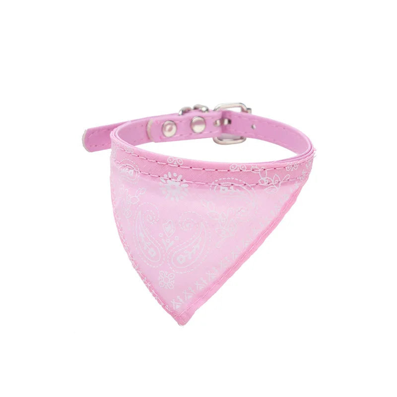Pet Dog Neck Scarf Puppy Cat Dog Collar Bandana Collar Scarf with Leather Collar Accessories Adjustable Pet Puppy Cat Scarf